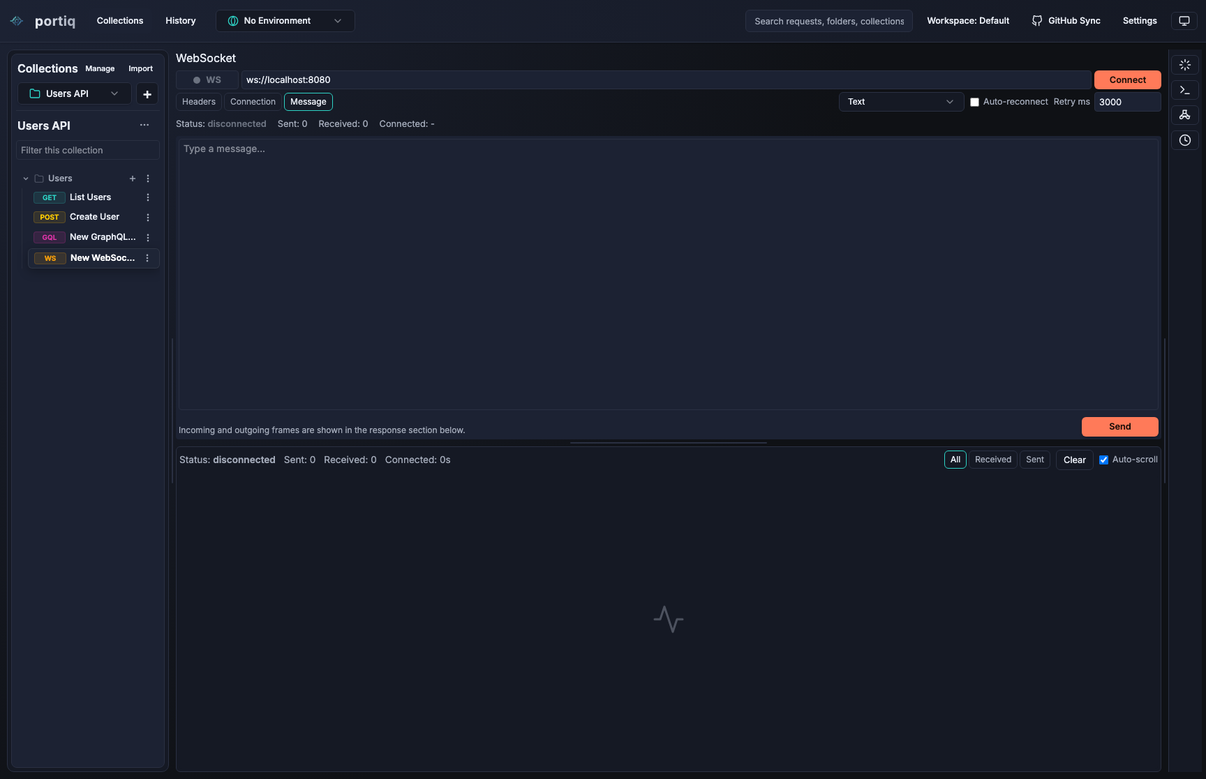 Portiq WebSocket workspace